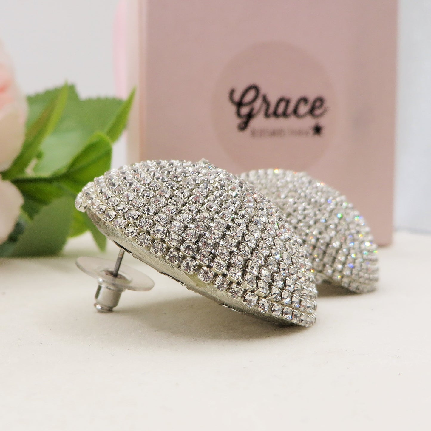 CELESTIA - Orecchini maxi bottone in Cubic Zirconia