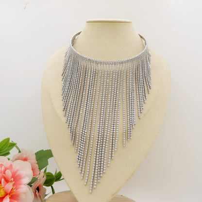 VIRGINIA ~ Tennis Choker girocollo a CASCATA in cubic zirconia