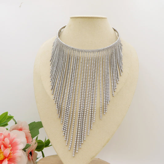 VIRGINIA ~ Tennis Choker girocollo a CASCATA in cubic zirconia