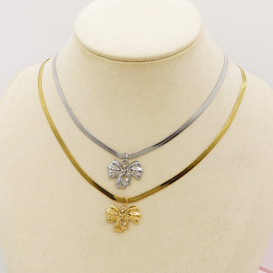 WALDORF large - ACCIAIO INOSSIDABILE - collana con pendente fiocco