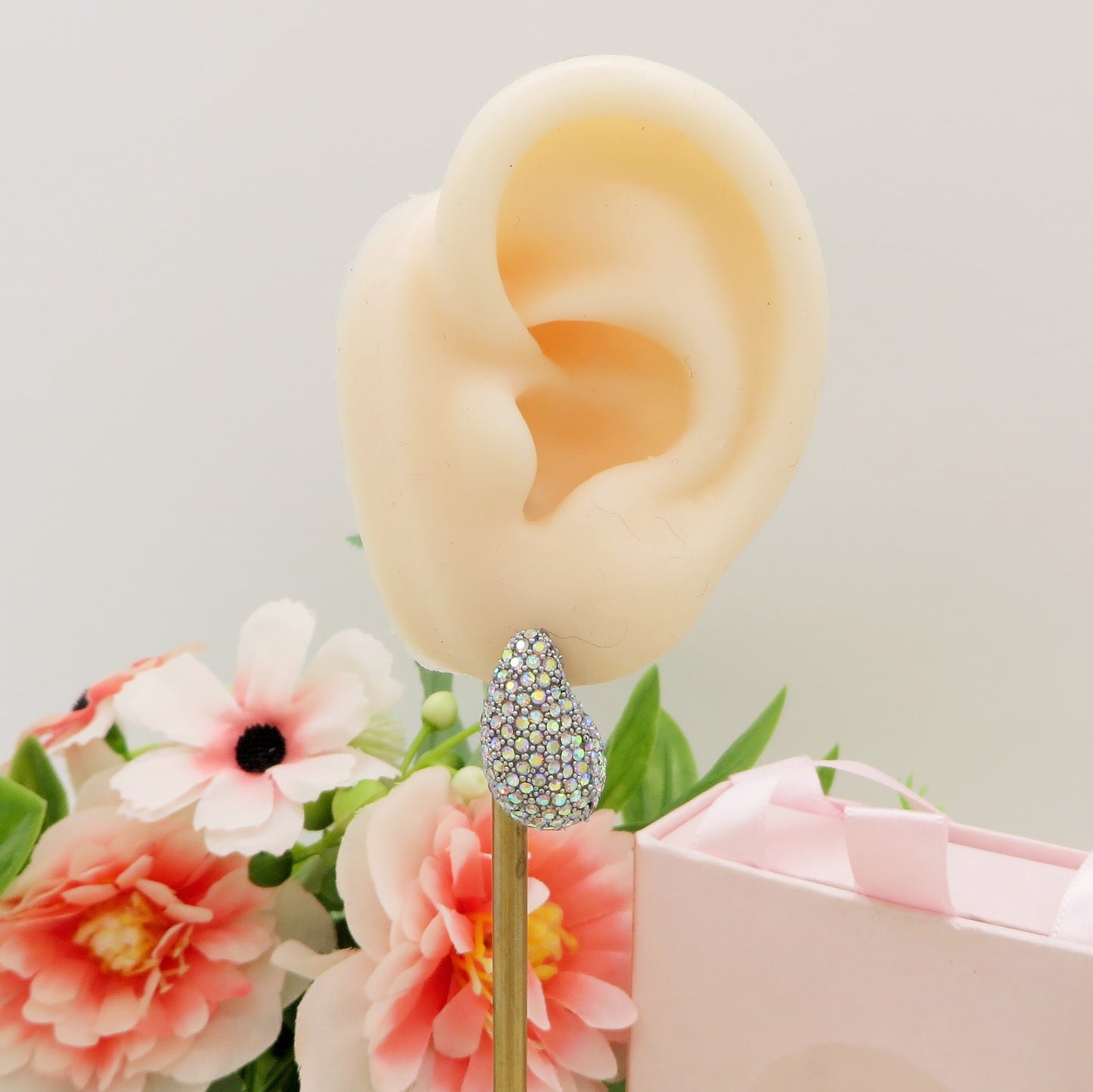 DROP LUXE - ACCIAIO INOSSIDABILE ~ Paio Orecchini goccia bombe' + cubic zirconia