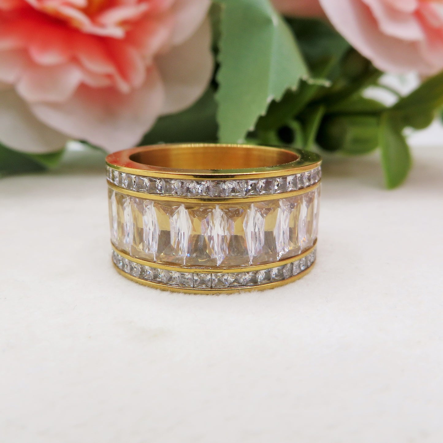 JULIANNE INFINITY - Acciaio Inossidabile ~ Anello fascia con cubic zirconia taglio baguette