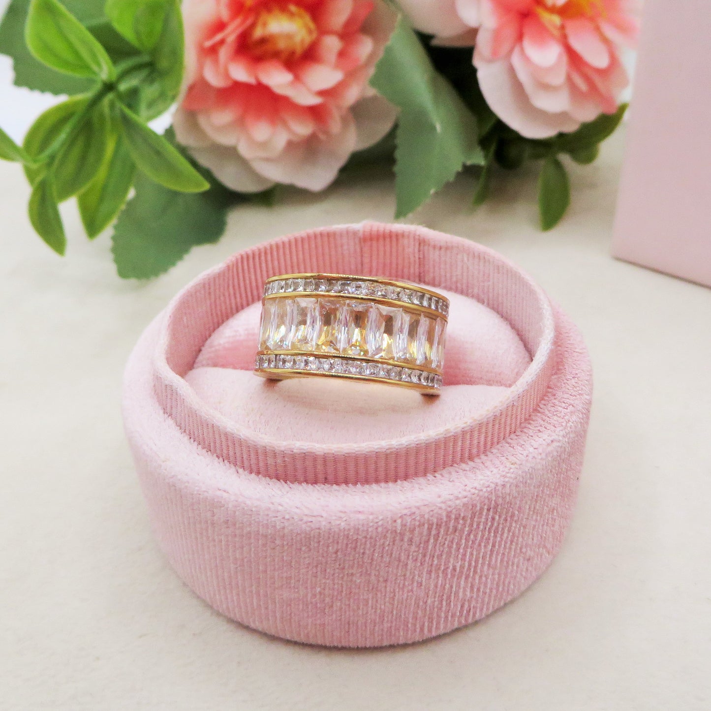 JULIANNE INFINITY - Acciaio Inossidabile ~ Anello fascia con cubic zirconia taglio baguette