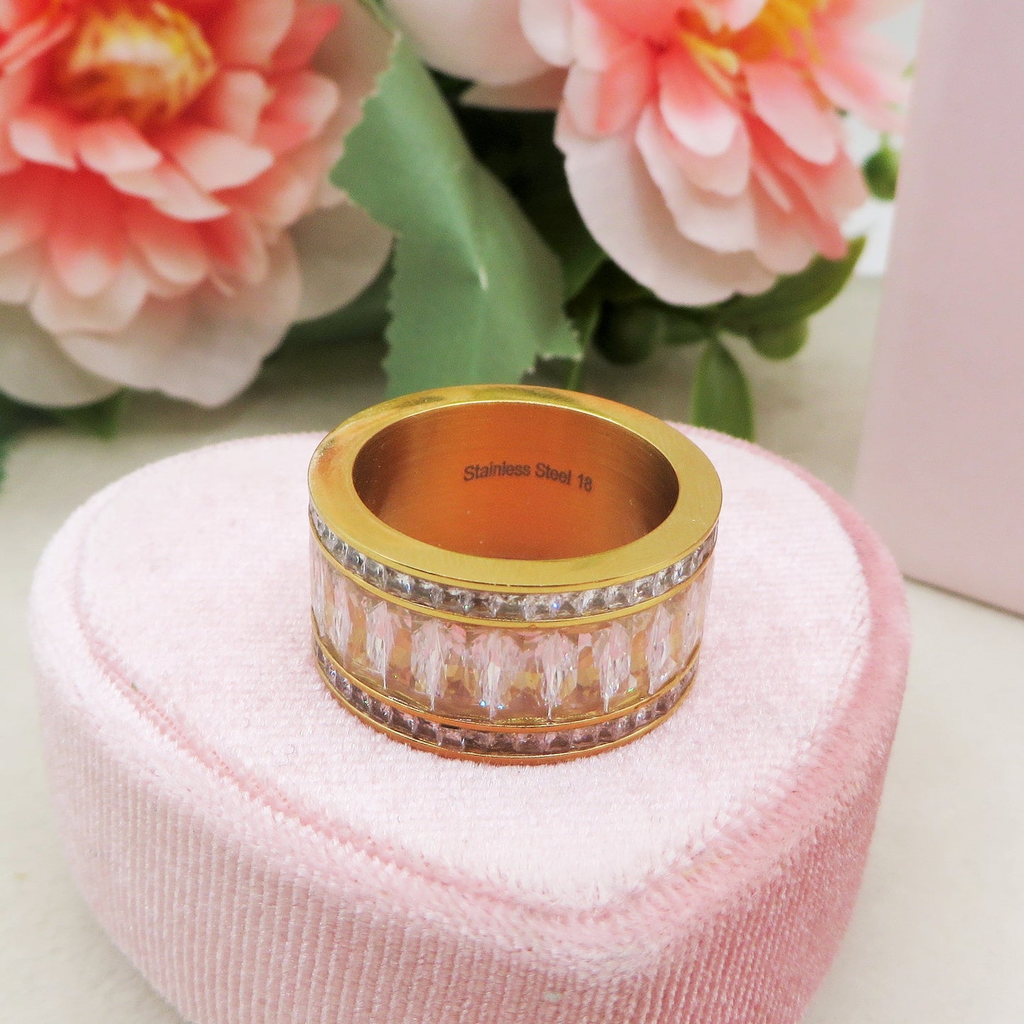 JULIANNE INFINITY - Acciaio Inossidabile ~ Anello fascia con cubic zirconia taglio baguette