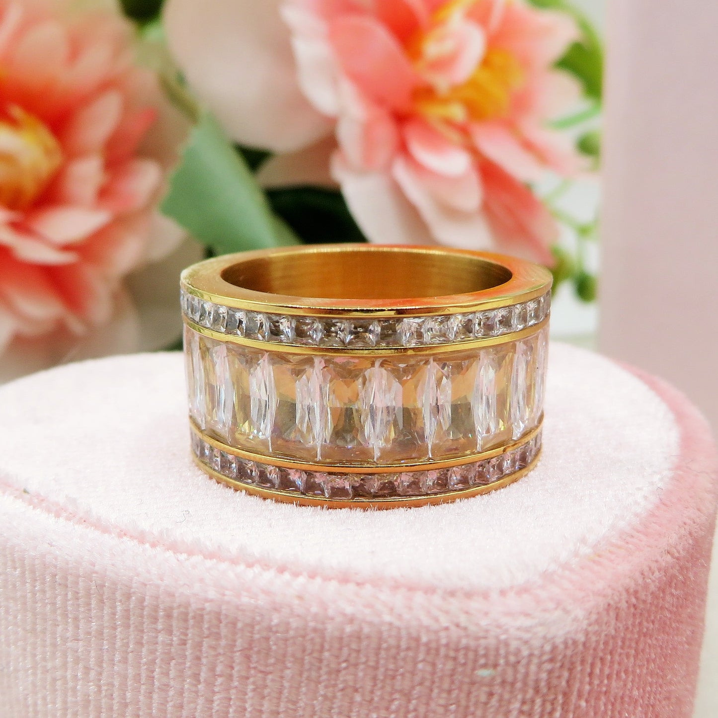 JULIANNE INFINITY - Acciaio Inossidabile ~ Anello fascia con cubic zirconia taglio baguette