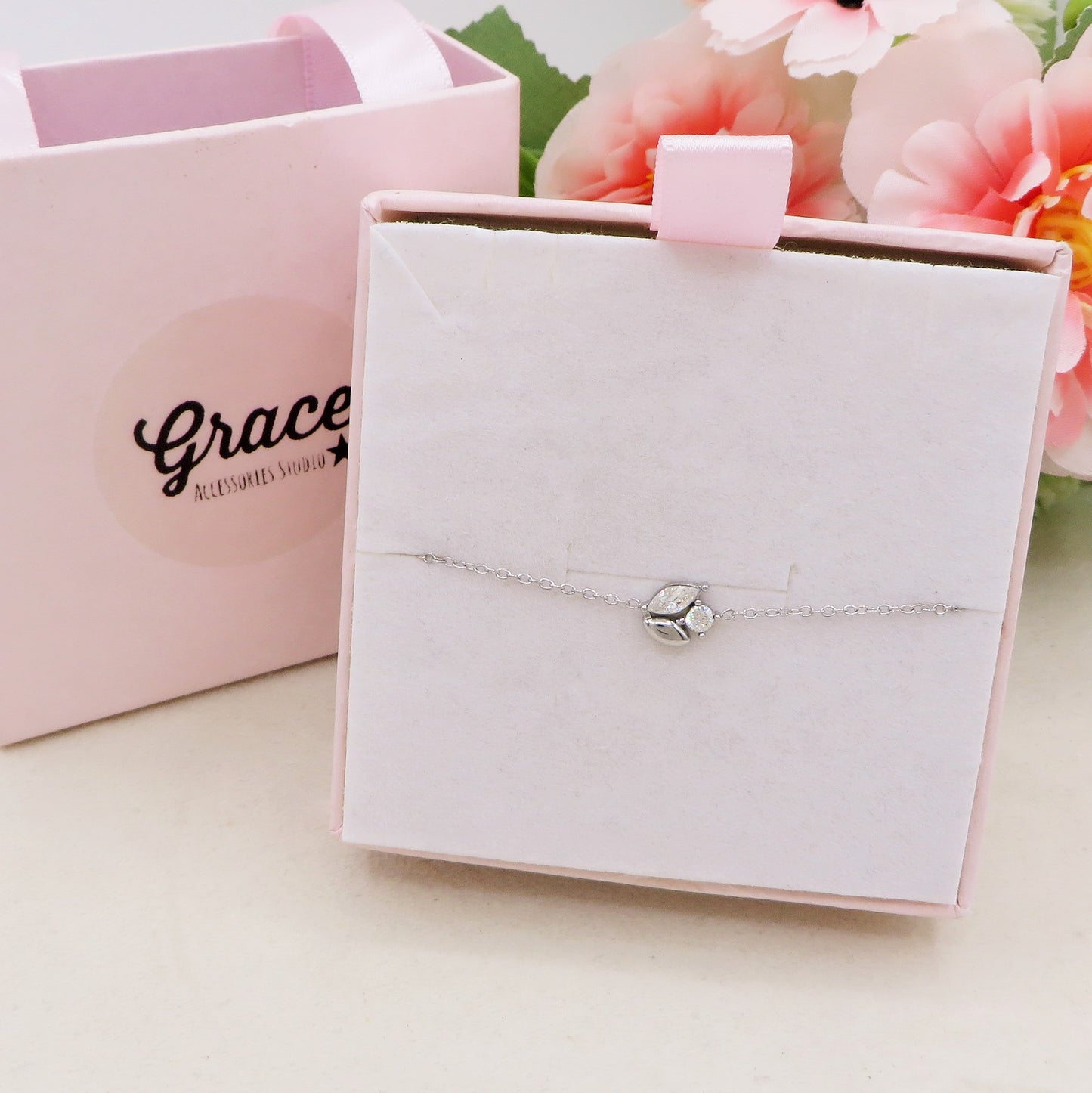 TRILUCE ~ ARGENTO 925 ~ Bracciale con punti luce ovali