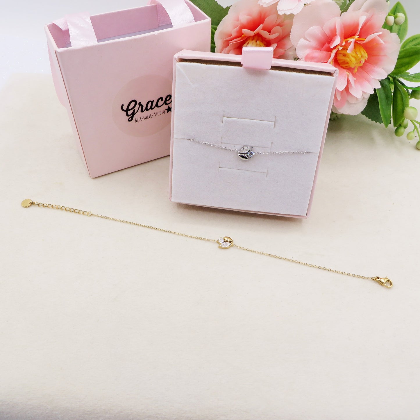 TRILUCE ~ ARGENTO 925 ~ Bracciale con punti luce ovali