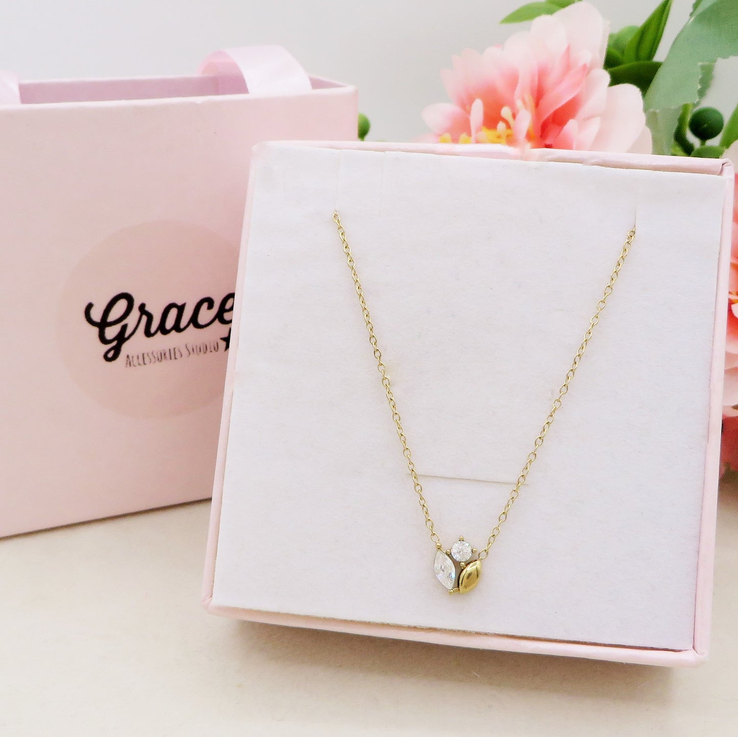 TRILUCE ~ ARGENTO 925 ~ Collana con punti luce ovali