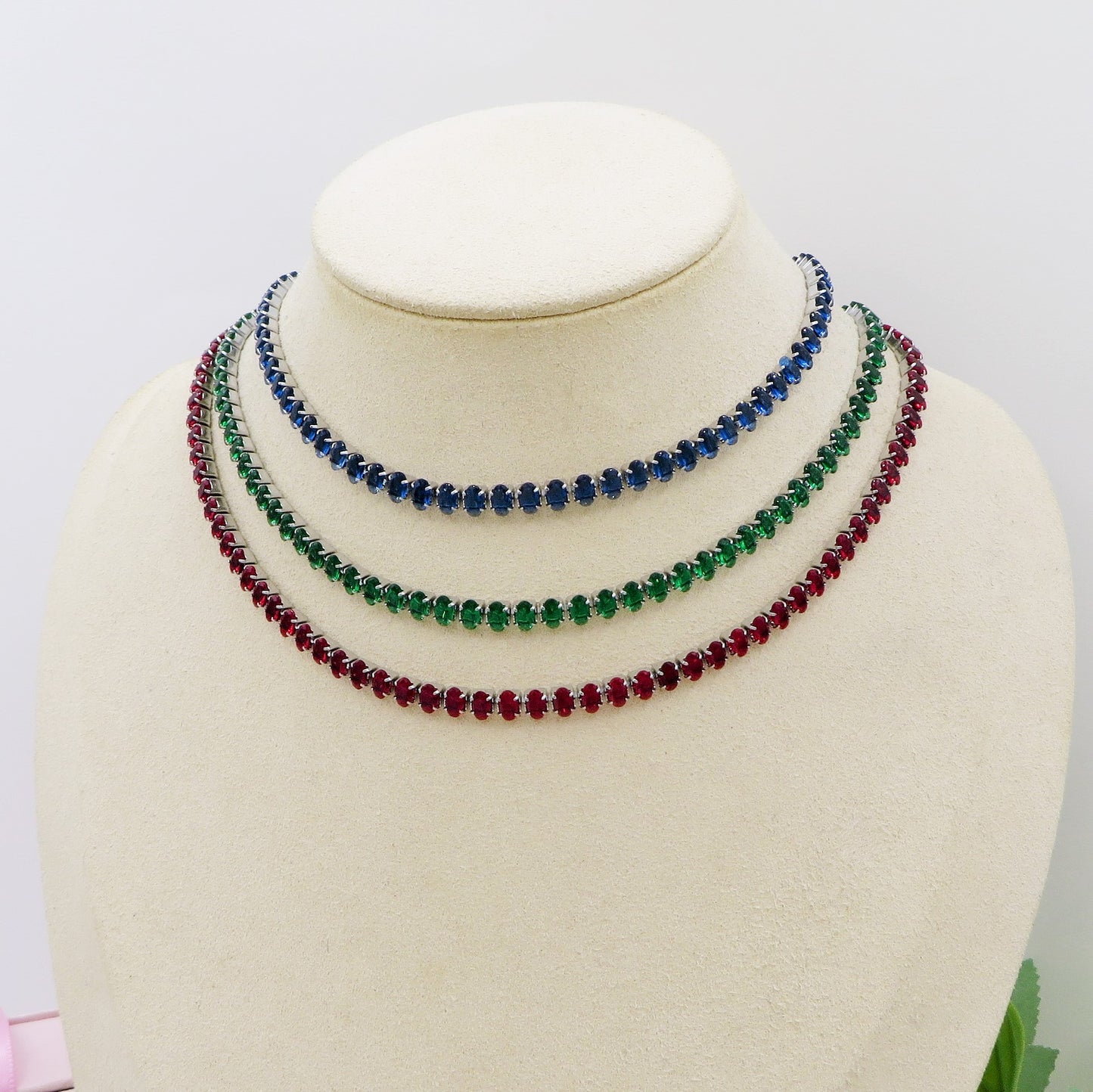 VALENTINE ~ Tennis Choker girocollo in ACCIAIO INOSSIDABILE con cubic zirconia ovale