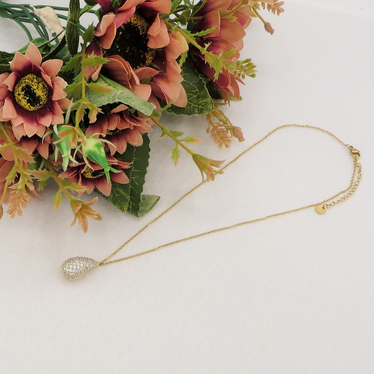 DROP SHINE -  Collana in acciaio inossidabile con pendente goccia in cubic zirconia
