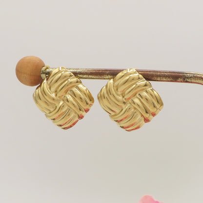 MIA - Orecchini bottone intreccio vintage - ACCIAIO INOSSIDABILE ~ Paio Orecchini