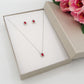 KATE -" RED Set" ACCIAIO - collana zirconi +orecchini + anello zirconia