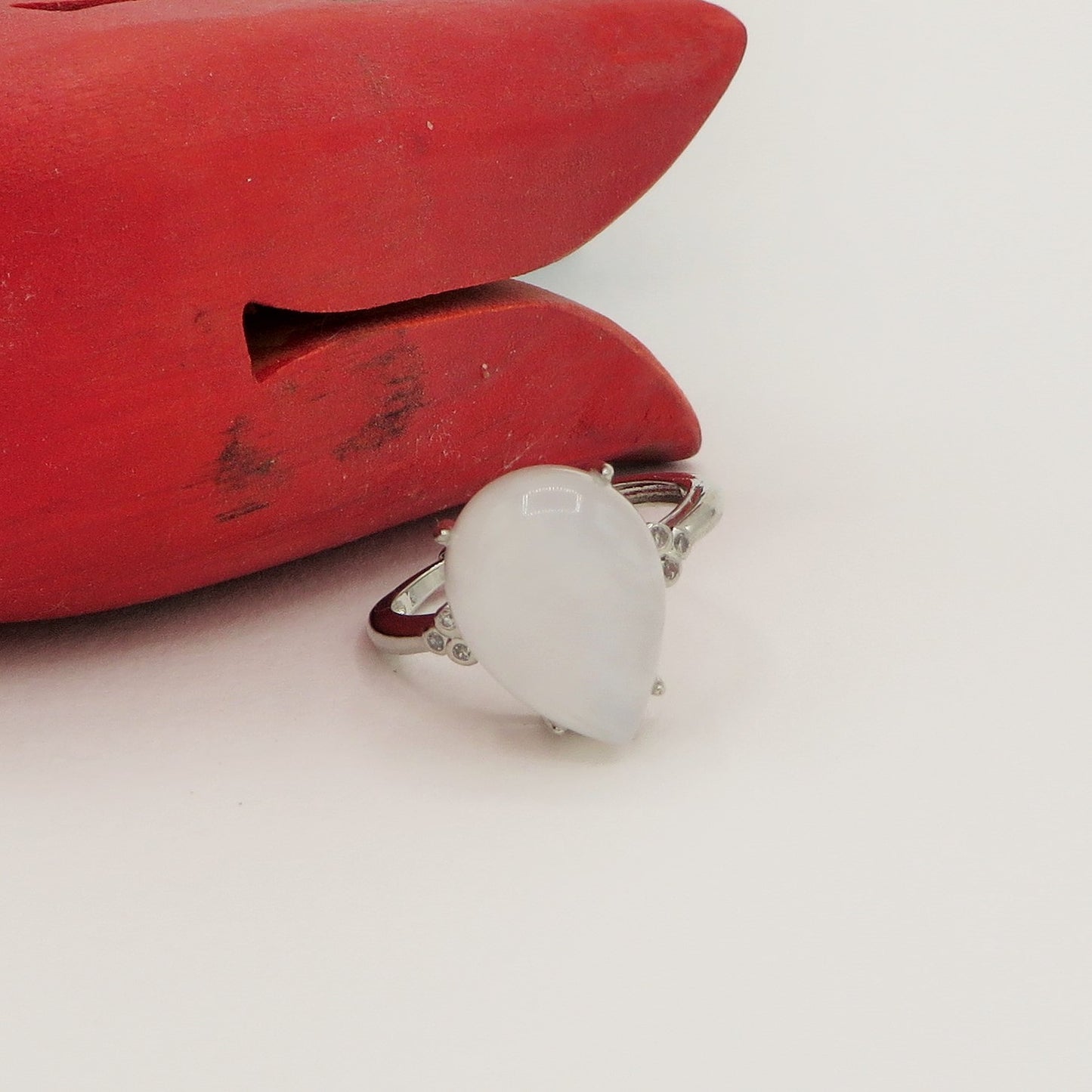 DEVA drop ~ Anello regolabile in Pietra di Luna - Moon Stone naturale