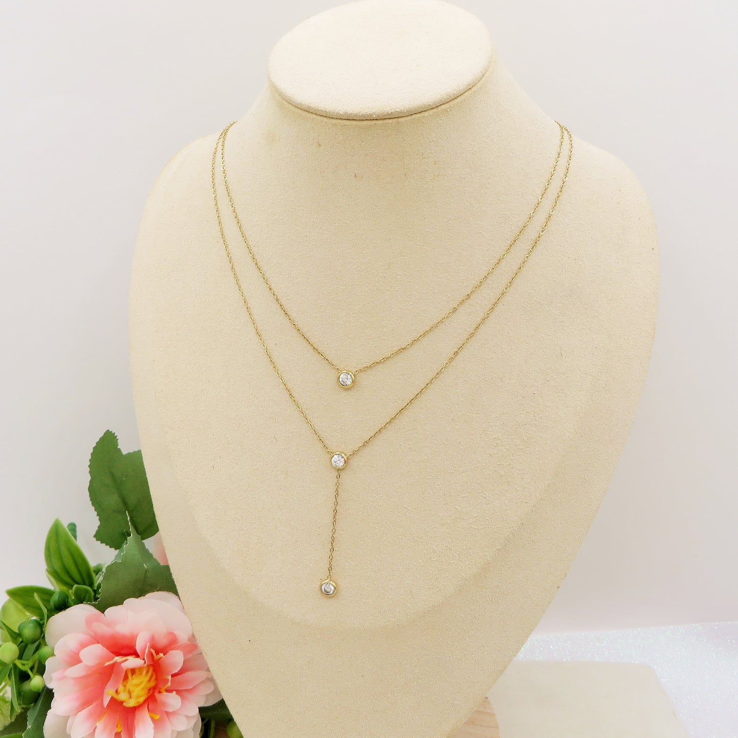 HEATHER - ACCIAIO INOSSIDABILE- Collana cravattina con cubic zirconia