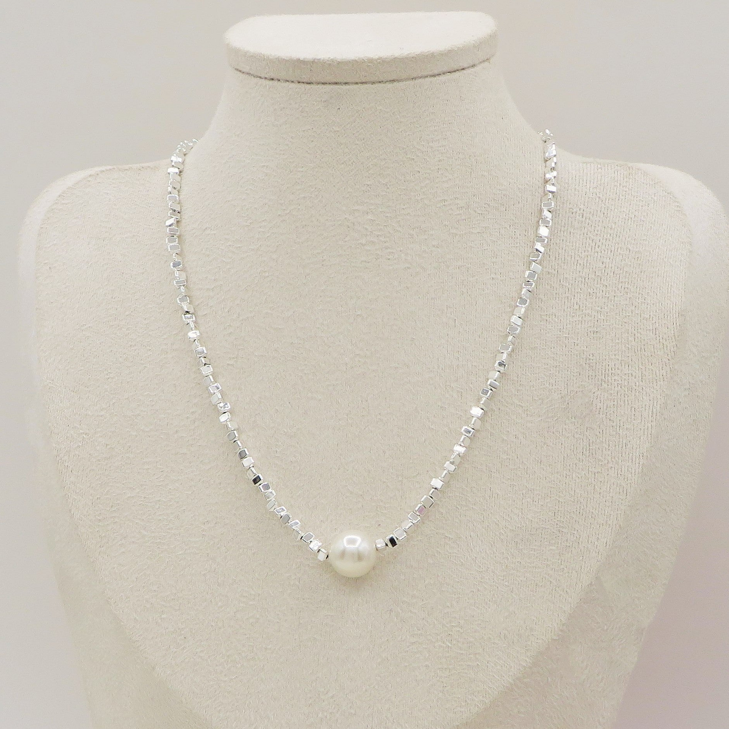 CUBETTI PEARL bagnato ARGENTO ~ Collana in ACCIAIO INOSSIDABILE