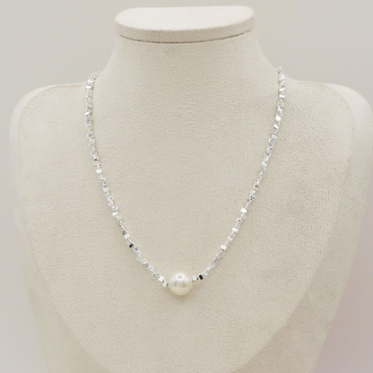 CUBETTI PEARL bagnato ARGENTO ~ Collana in ACCIAIO INOSSIDABILE