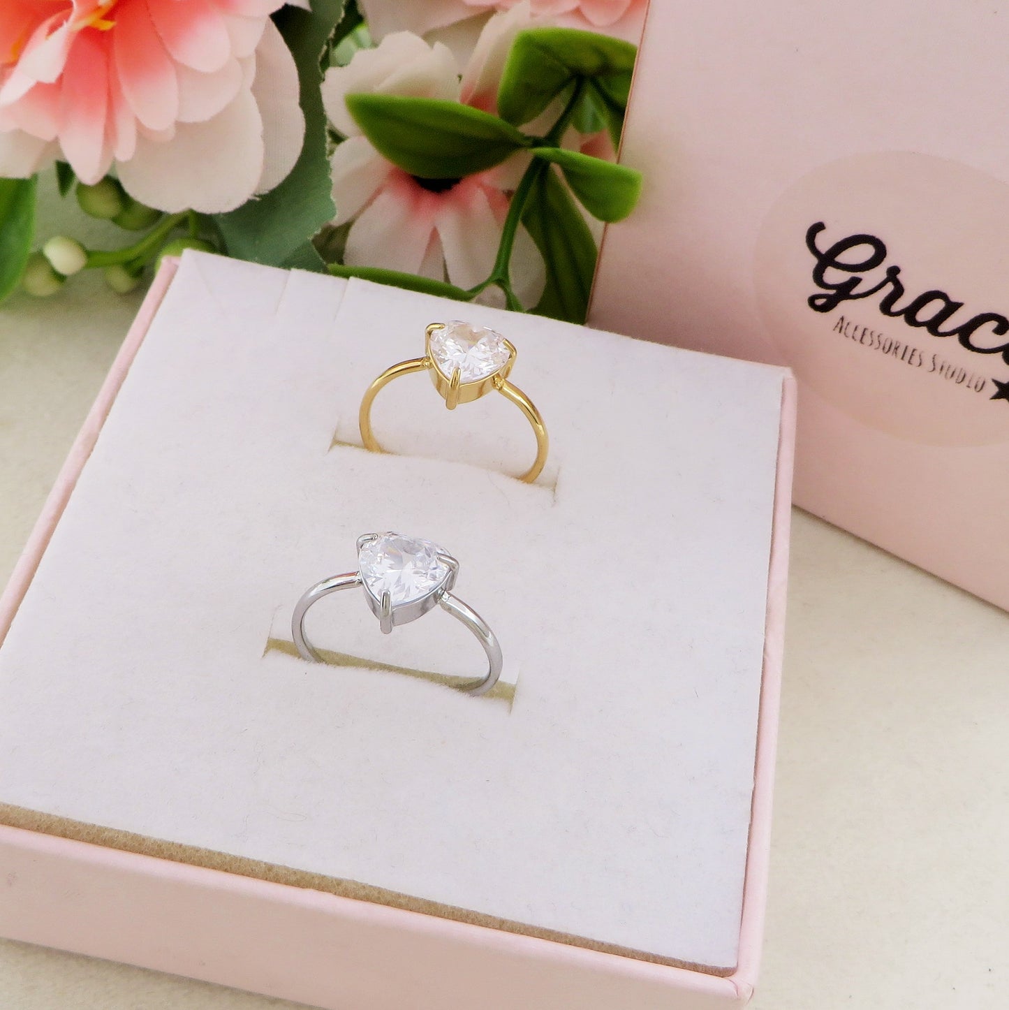 JOHANNA - ARGENTO 925 ~ Anello regolabile con cubic zirconia alta qualità AAA