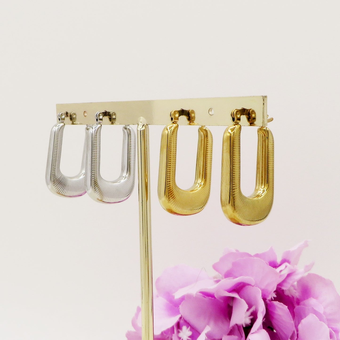CASSANDRA square hoops ~ Orecchini a cerchio in ACCIAIO INOSSIDABILE tubogas
