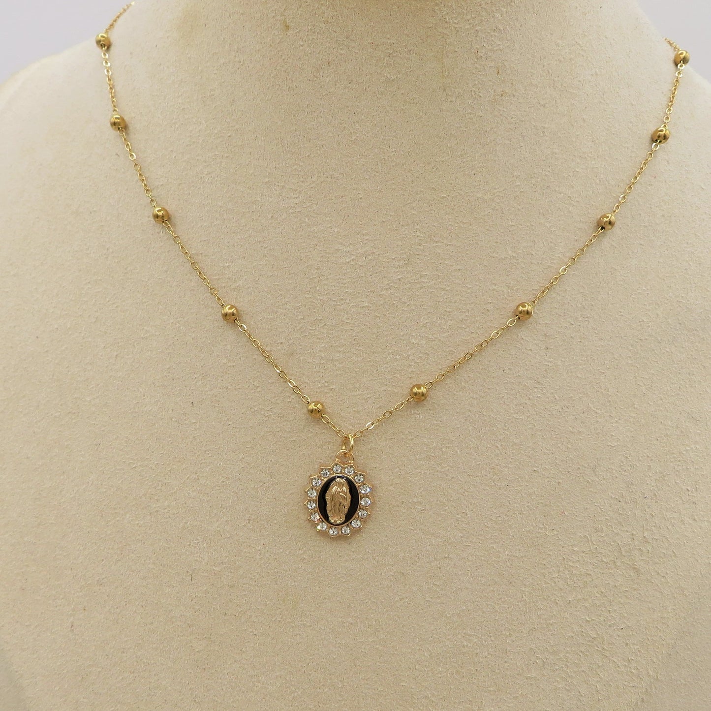 HOLY COLOURS - Collana ACCIAIO con madonnina e cubic zirconia