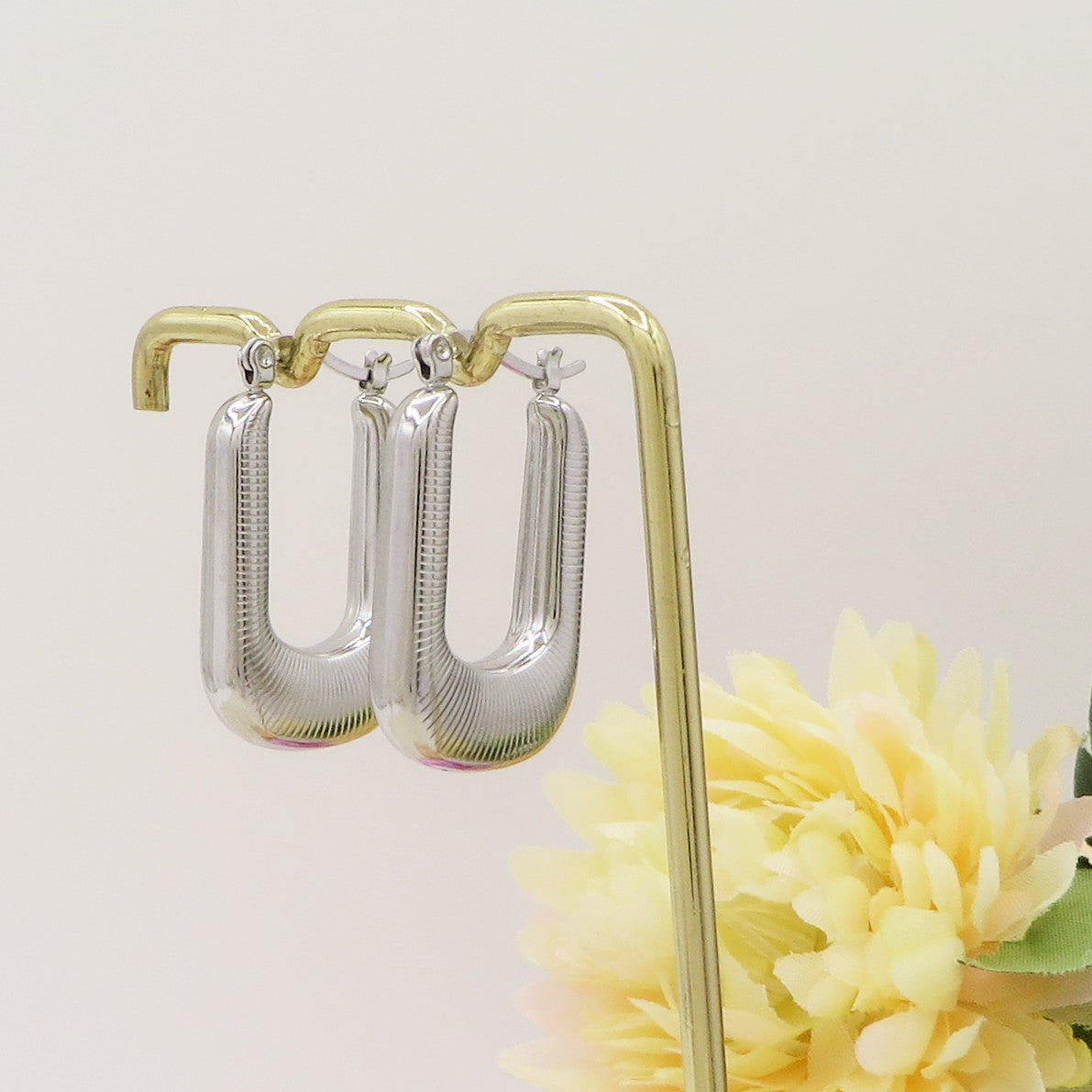 CASSANDRA square hoops ~ Orecchini a cerchio in ACCIAIO INOSSIDABILE tubogas