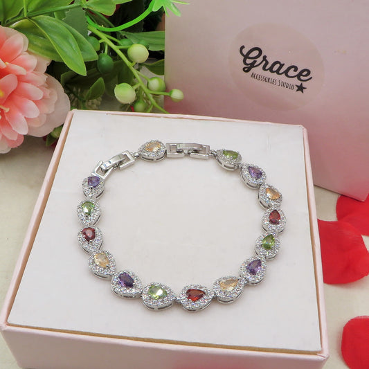 LORELEI RAINBOW - Bracciale Tennis con Cubic Zirconia a goccia