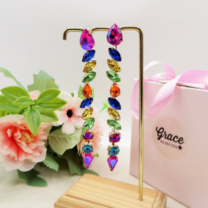 COMETA - PAIO  Orecchini con pietre sfaccettate e Zirconi rainbow