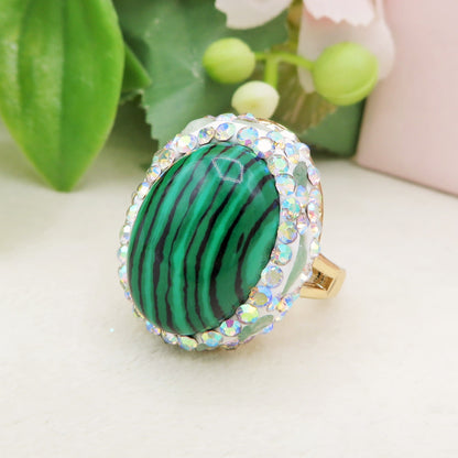 HARIAL LUXE ~ Anello regolabile in MALACHITE naturale