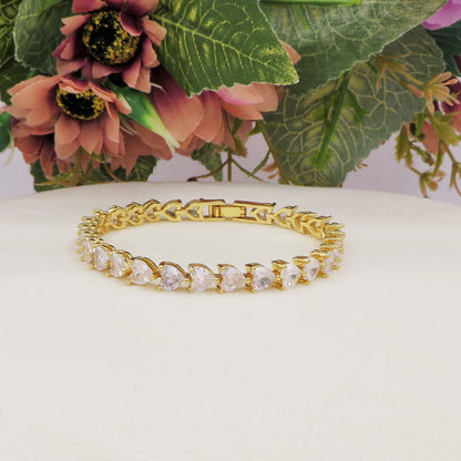 CHRISTELLE cuori verticali - bracciale tennis con cubic zirconia a forma di cuore