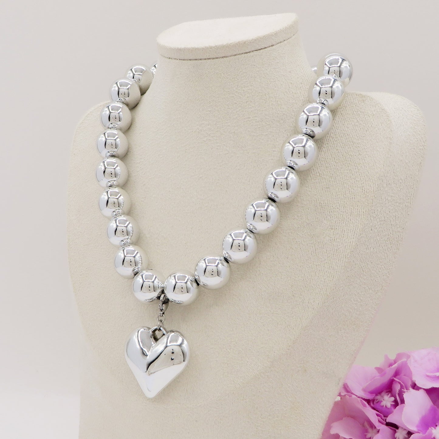 MAXI PEARLS BIG LOVE -  Collana perle XL + cuore' BOMBE'
