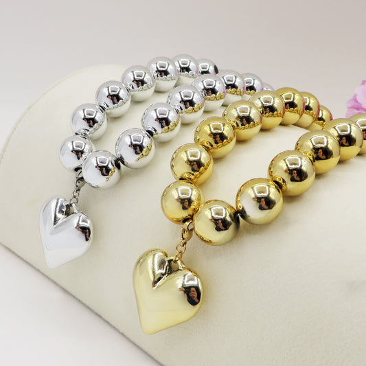 MAXI PEARLS BIG LOVE -  Collana perle XL + cuore' BOMBE'