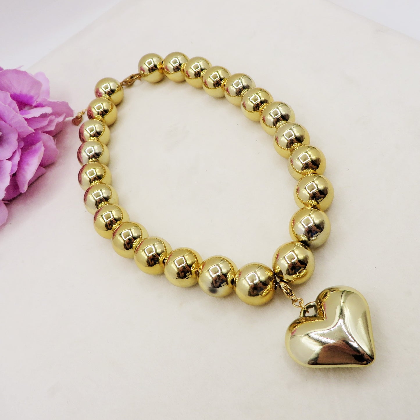 MAXI PEARLS BIG LOVE -  Collana perle XL + cuore' BOMBE'
