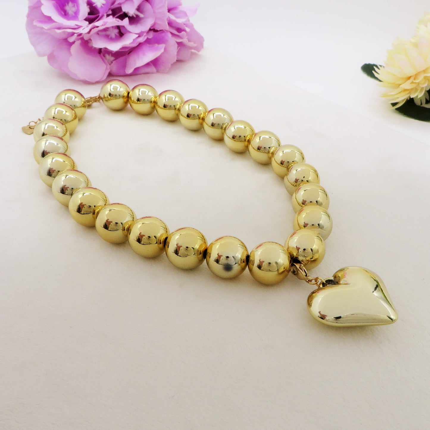 MAXI PEARLS BIG LOVE -  Collana perle XL + cuore' BOMBE'
