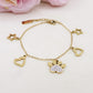 TARA ~ Bracciale in ACCIAIO inossidabile con pendenti ZAMPA cuori e stelle in cubic zirconia (copia)