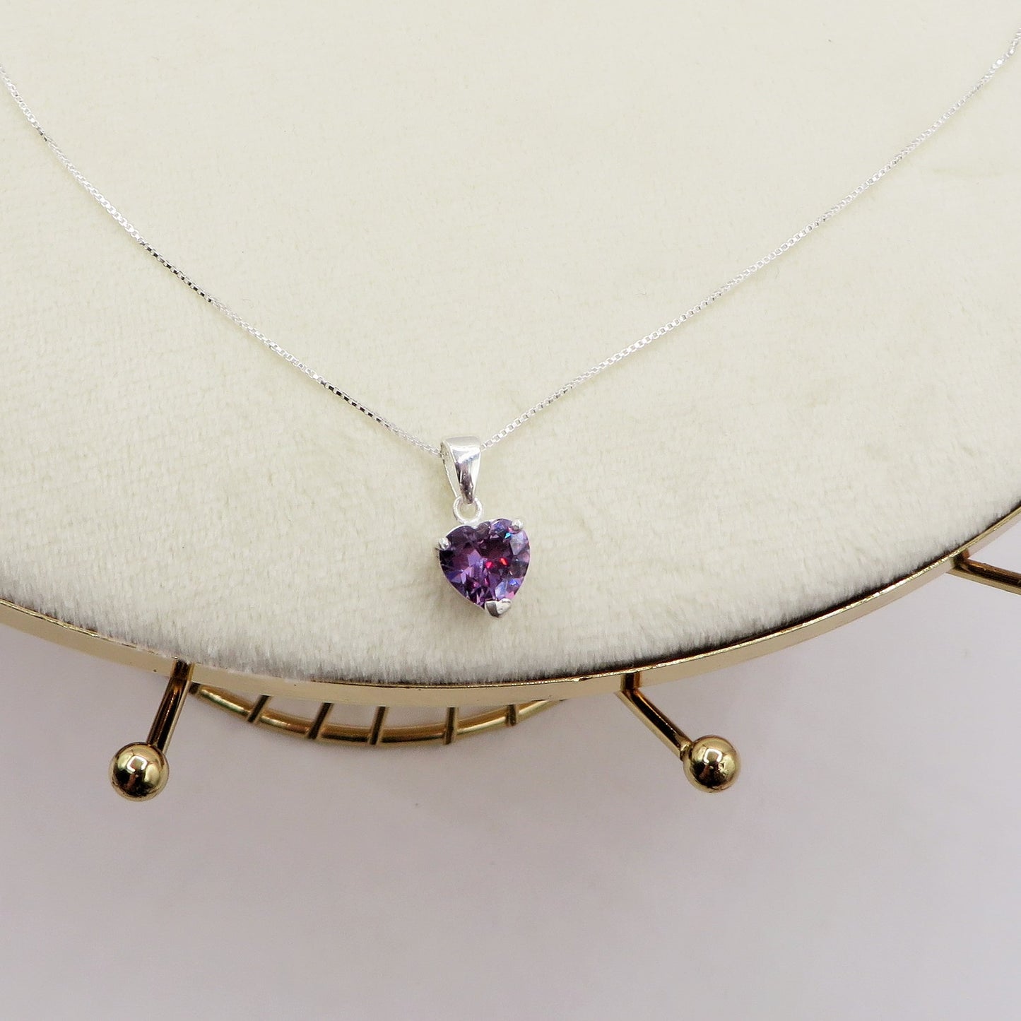 CONNIE 8mm ~ ARGENTO 925 ~ Collana con pendente cuore in cubic zirconia