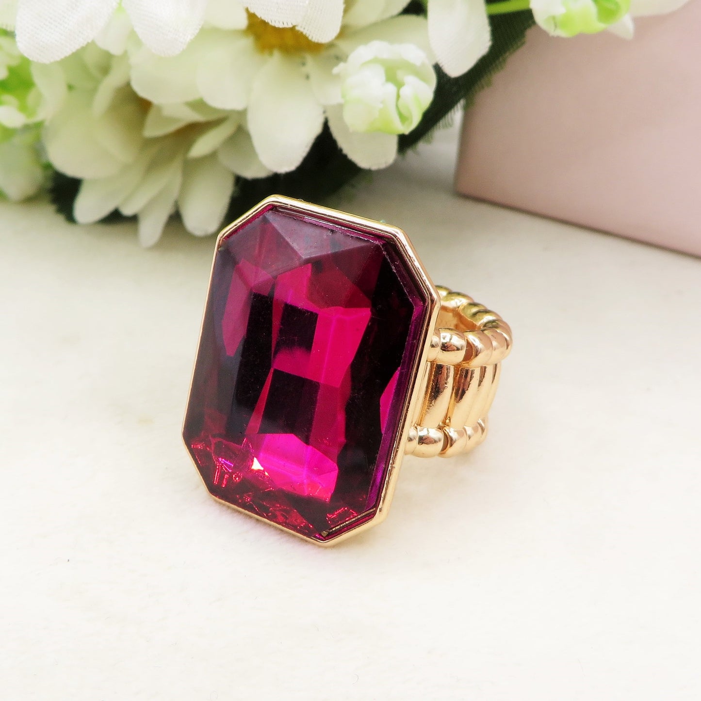 MARGOT RING LUXE - ANELLO regolabile con pietra sfaccettata