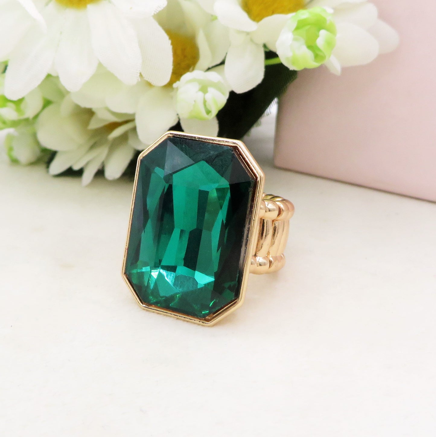 MARGOT RING LUXE - ANELLO regolabile con pietra sfaccettata