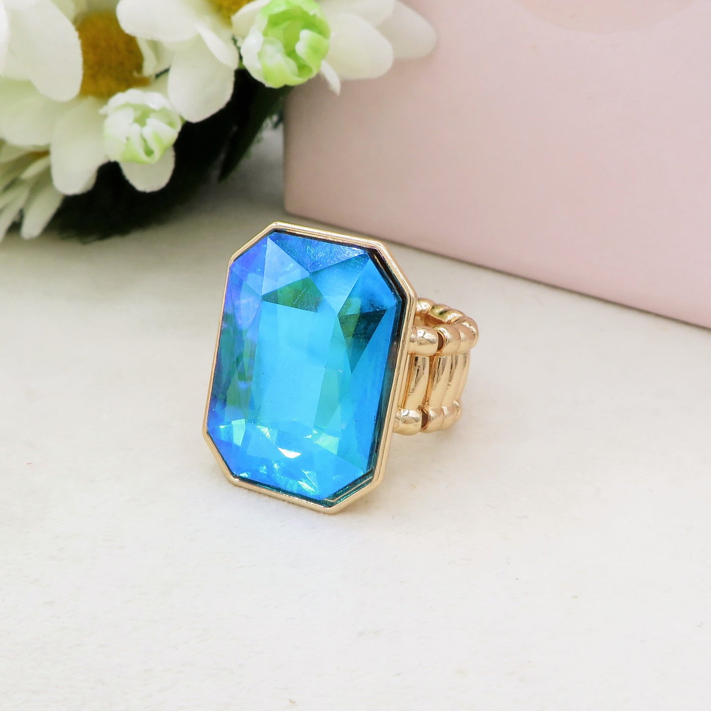 MARGOT RING LUXE - ANELLO regolabile con pietra sfaccettata