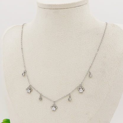 NORI - ACCIAIO INOSSIDABILE - Collana con pendenti ZAMPA - ZAMPE + PUNTI LUCE in cubic zirconia