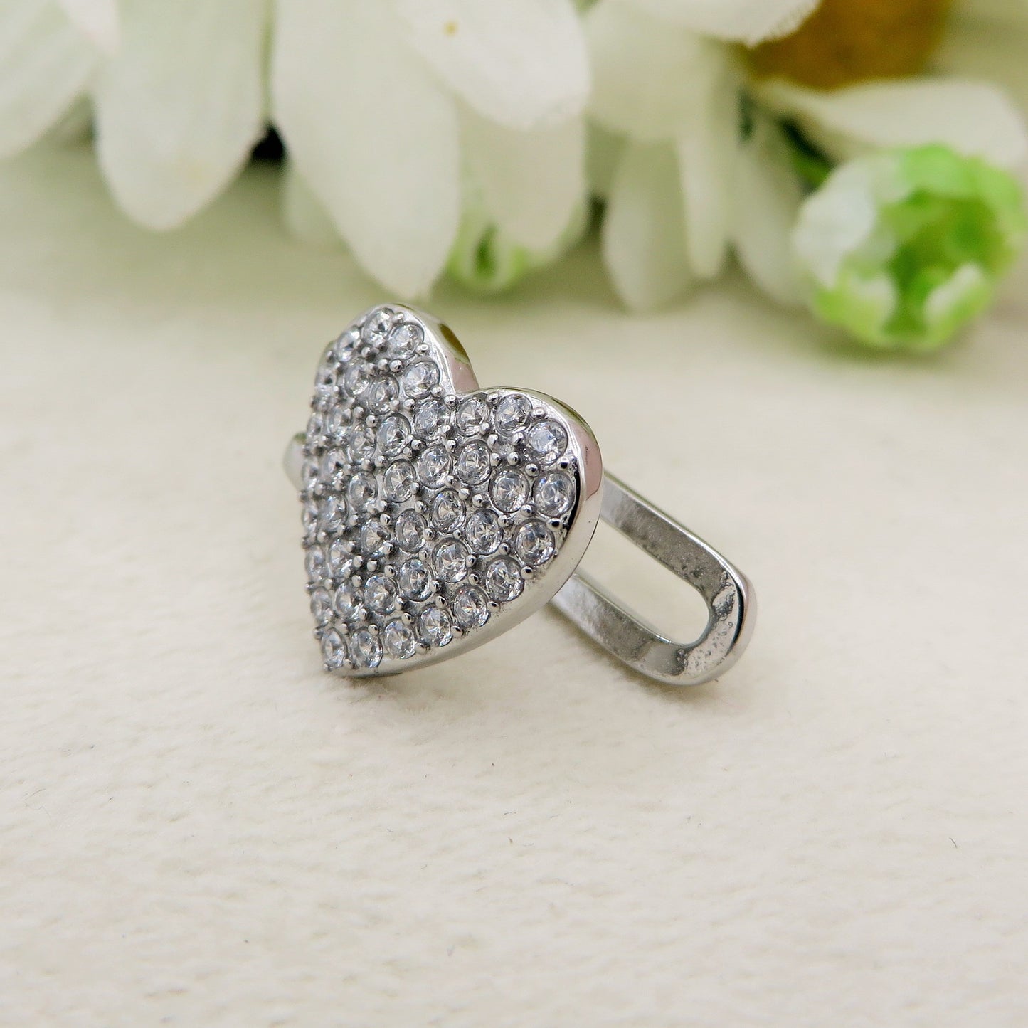 ADELE ~ Earcuff mono orecchino SENZA buco a CUORE con cubic zirconia RAINBOW