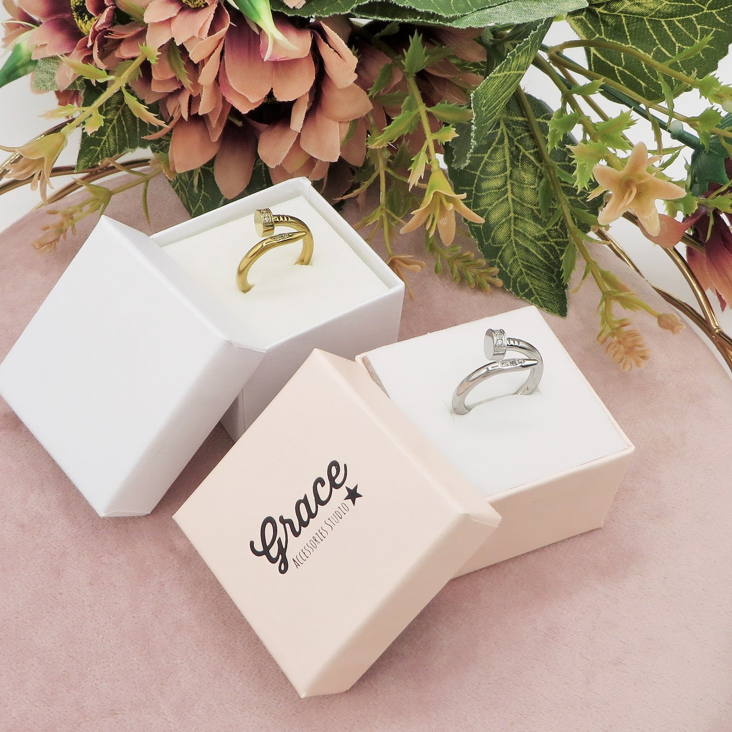 VENICE RING - ACCIAIO INOSSIDABILE ~ Anello chiodo con cubic zirconia alta qualità
