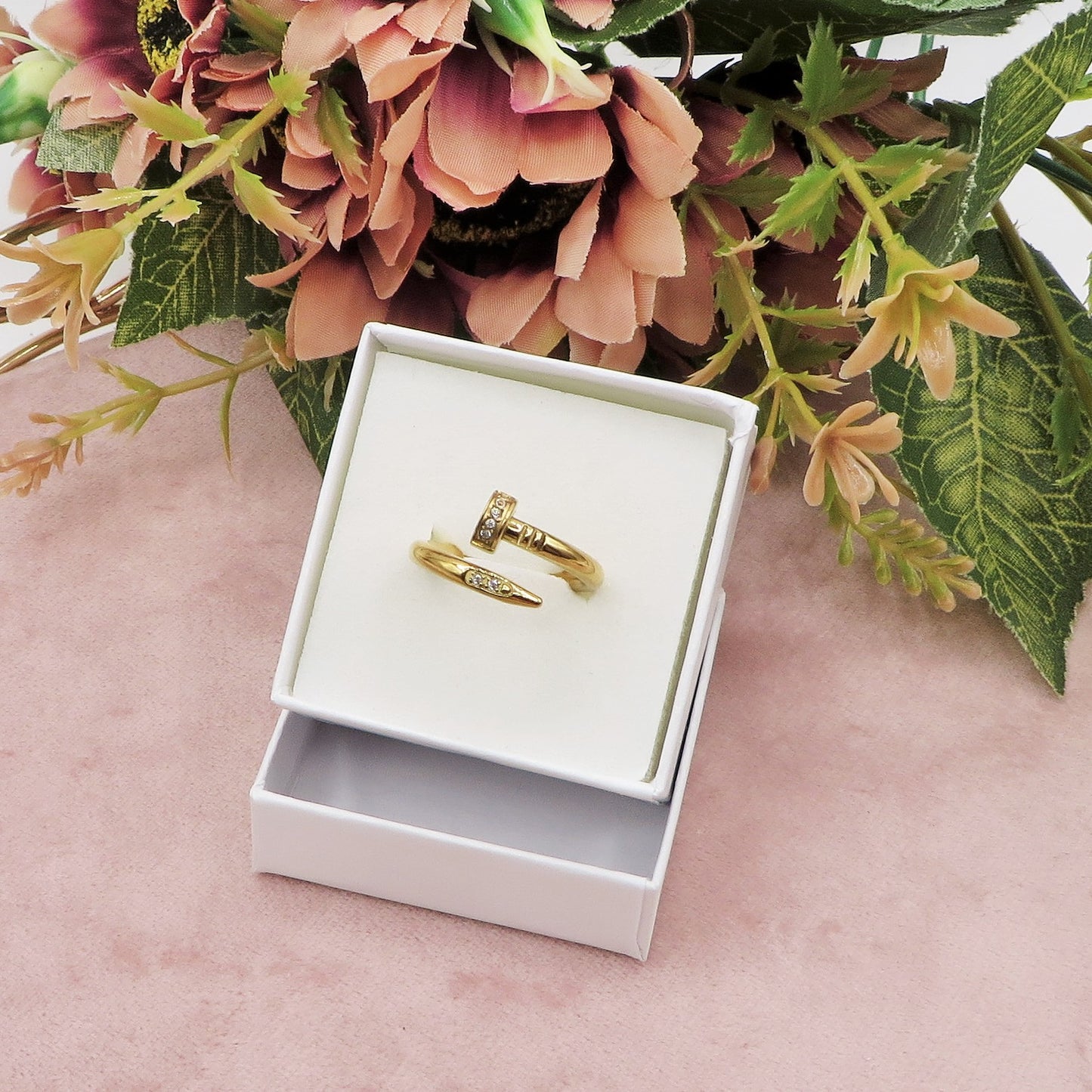 VENICE RING - ACCIAIO INOSSIDABILE ~ Anello chiodo con cubic zirconia alta qualità
