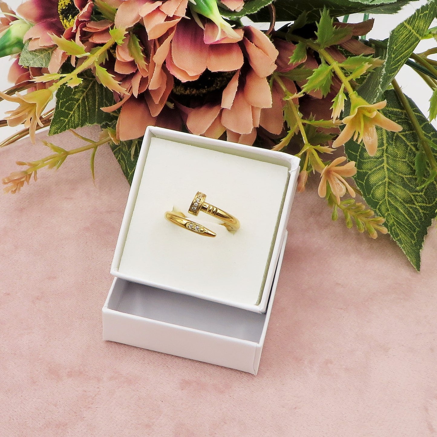 VENICE RING - ACCIAIO INOSSIDABILE ~ Anello chiodo con cubic zirconia alta qualità