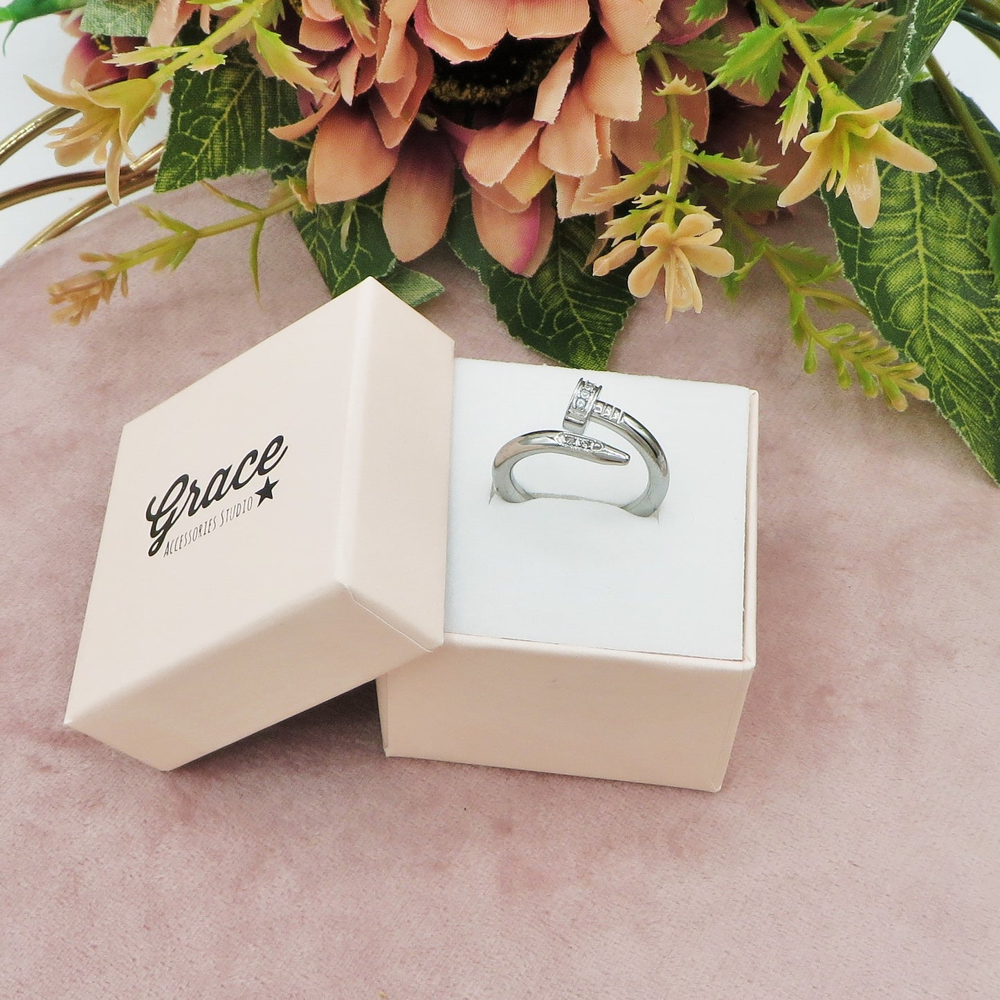VENICE RING - ACCIAIO INOSSIDABILE ~ Anello chiodo con cubic zirconia alta qualità