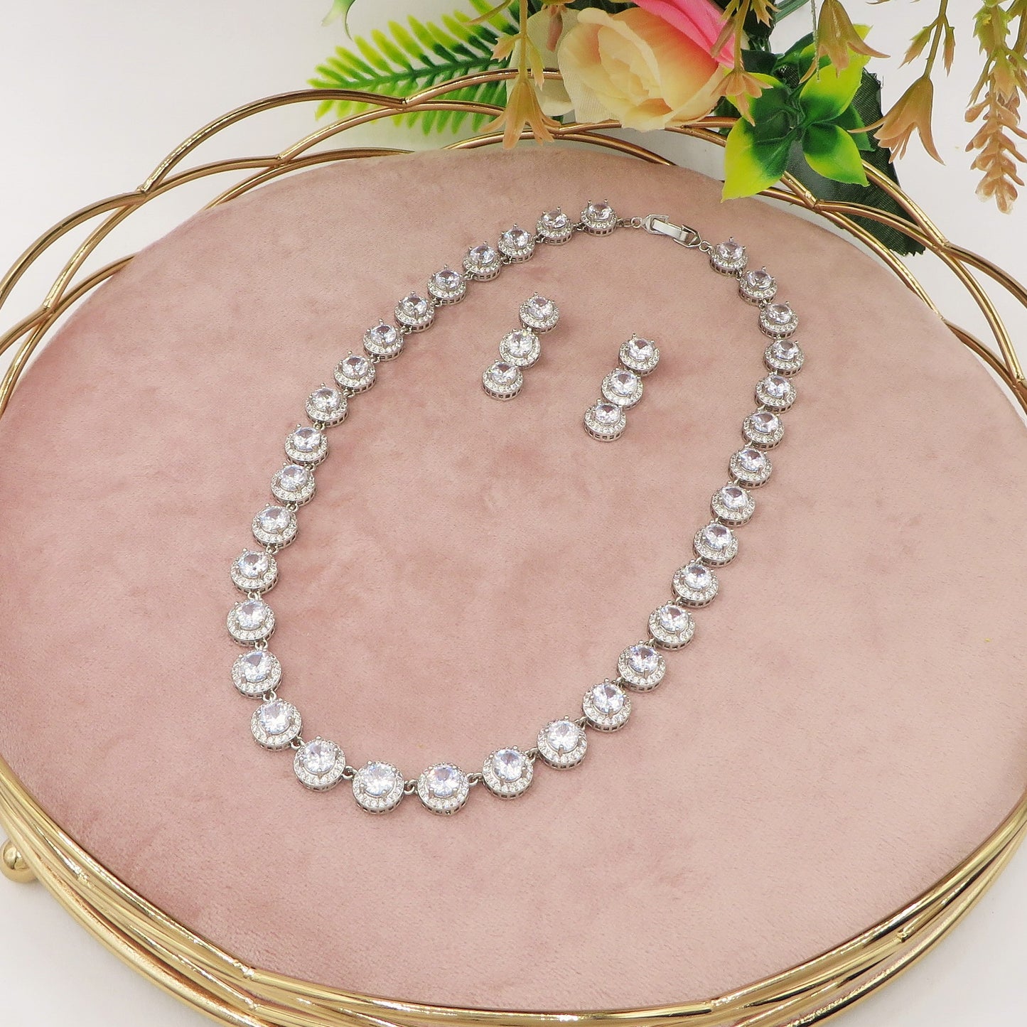 DELILAH Collier Tennis - Collana con Cubic Zirconia rotondi