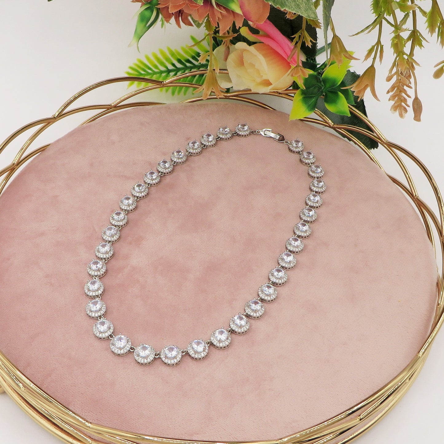 DELILAH Collier Tennis - Collana con Cubic Zirconia rotondi