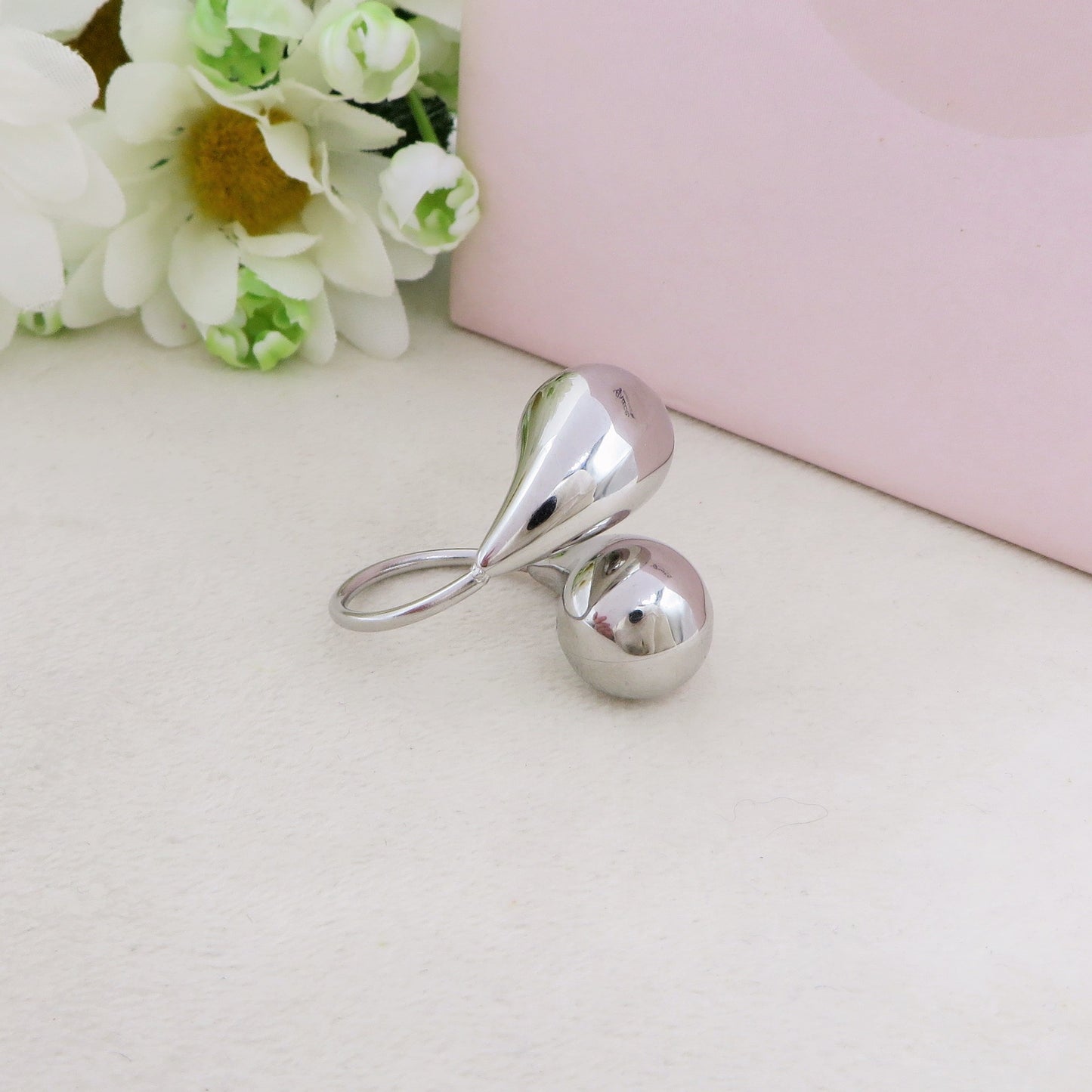 DROP ~ Anello regolabile in ACCIAIO INOSSIDABILE a goccia