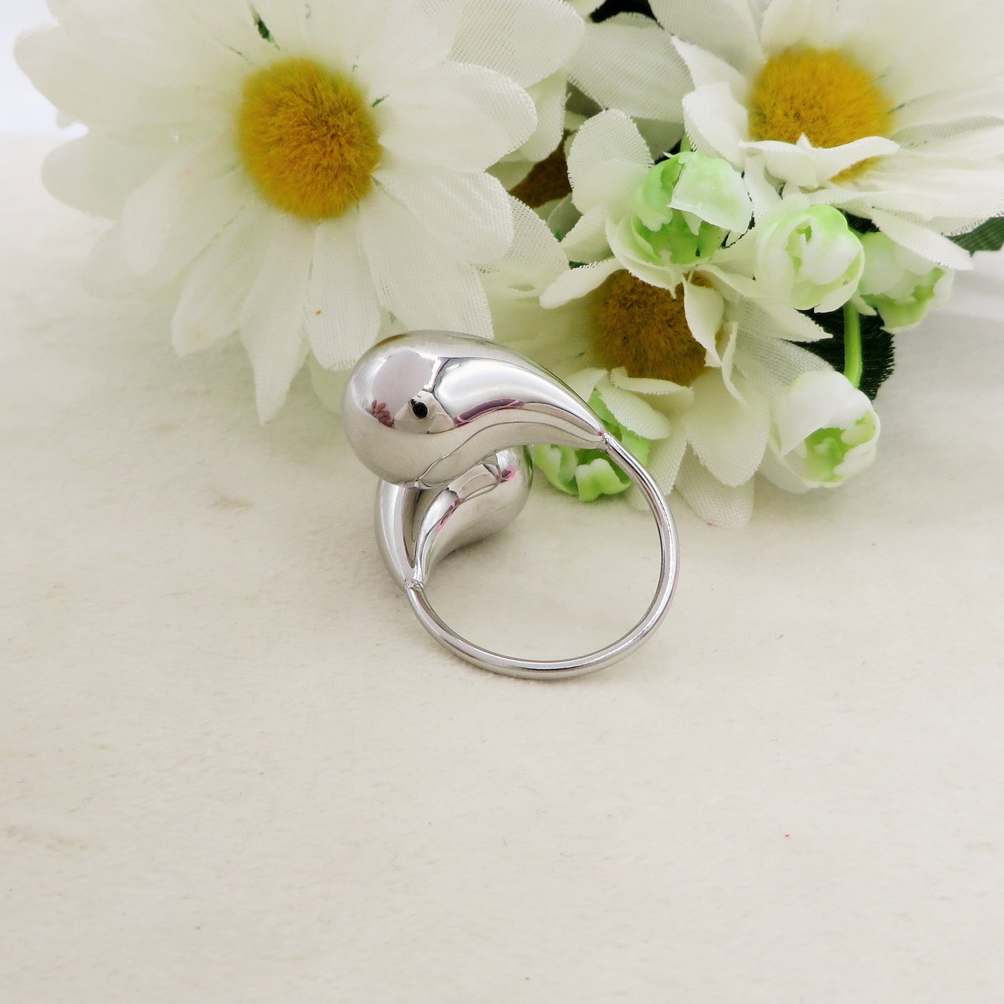 DROP ~ Anello regolabile in ACCIAIO INOSSIDABILE a goccia