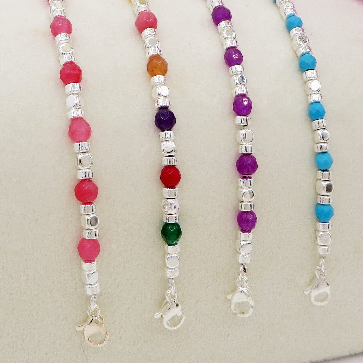 CUBETTI COLOURS  - bagnato ARGENTO ~ Bracciale UNISEX in ACCIAIO INOSSIDABILE