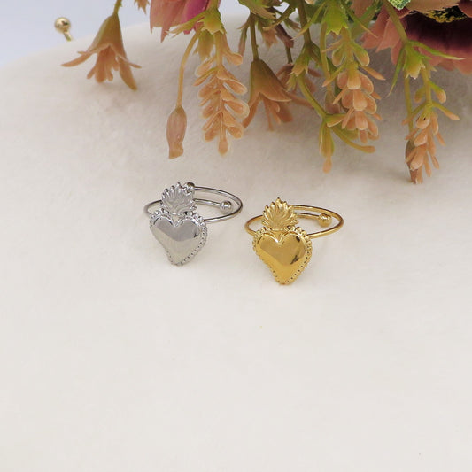 SACRED RING ~ Anello cuore sacro regolabile in ACCIAIO INOSSIDABILE