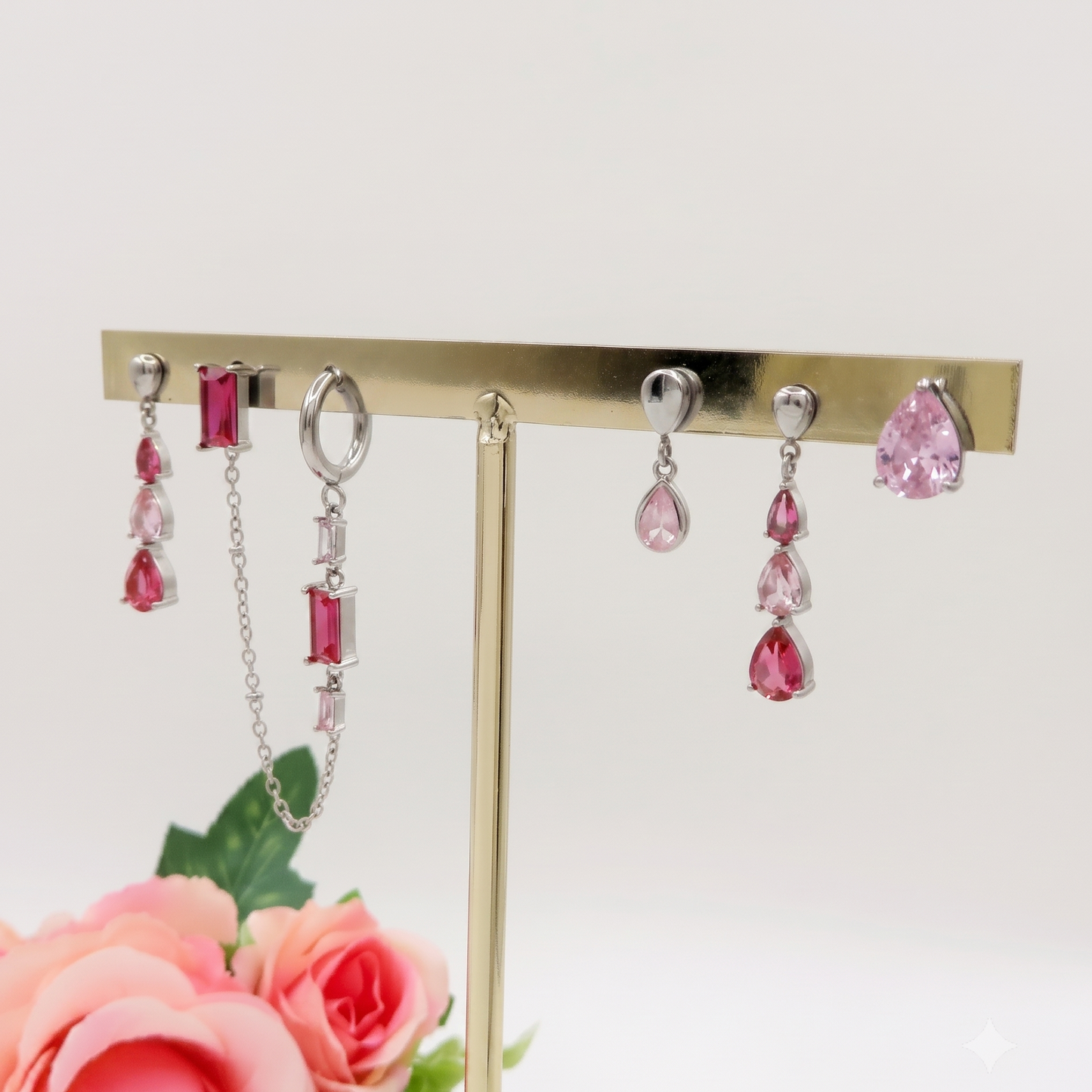 ROSHANA SET - ACCIAIO INOSSIDABILE - 6 Orecchini pendenti in cubic zirconia